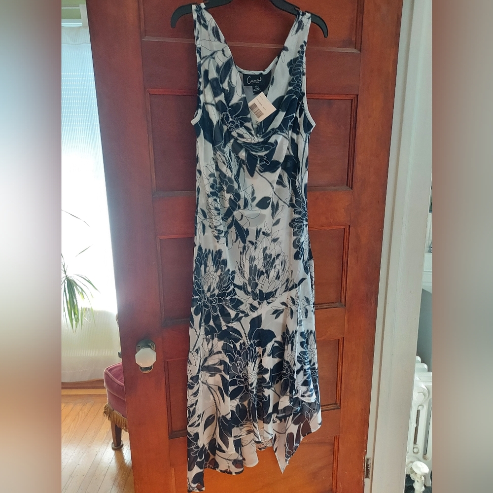 Navy and White Floral Dress